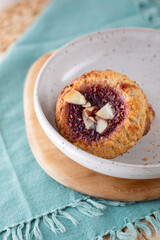 Raspberry almond thumbprint cookies