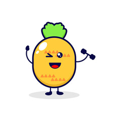 Pineapple strong cute character illustration