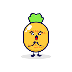 Pineapple surprised cute character illustration