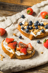 Healthy Organic Ricotta Cheese Breakfast Toasts