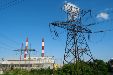 Heat electric power station and electric transmission tower