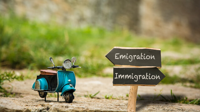 Street Sign Emigration versus Immigration