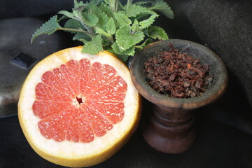 bowl with hookah tobacco. hooka smoking