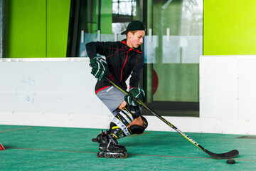 Inline skating, young man skating inline
