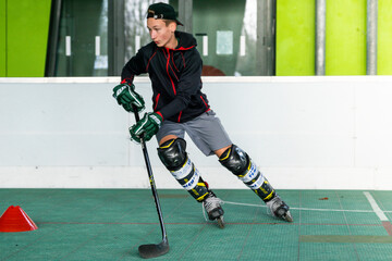 Inline skating, young man skating inline