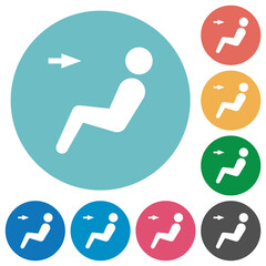 Car air flow direction head flat round icons