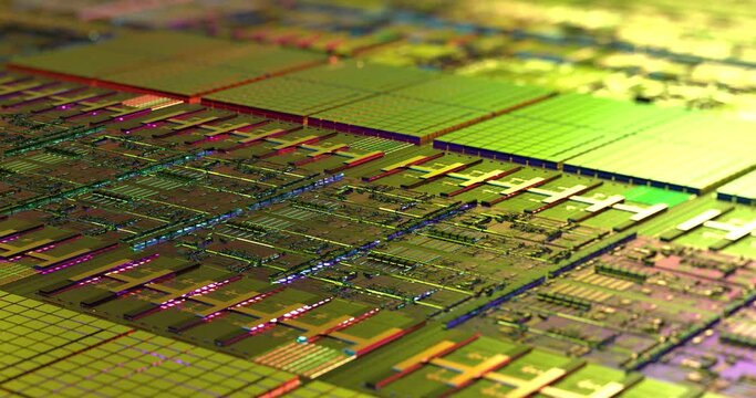 Digital crypto nanotechnology, high-tech GPU, CPU background. Neural network, AI, futuristic processor. Development innovation . High speed data processing 3D rendering 4K loop.