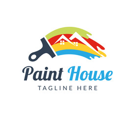 paint house logo design, icon, symbol, vector, template