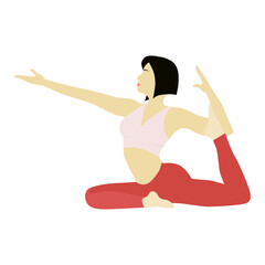 The girl is engaged in yoga. Flat style. Vector illustration