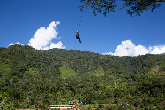 Woman on zipline - Oxapampa
