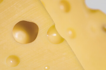 cheese with big holes close up macro