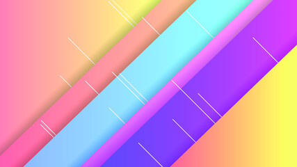 Abstract Colorful Gradient Background With Color Wavy Geometric Figures of Different Shapes And White Lines, Vector Design Style