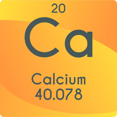 Fototapeta na wymiar Ca Calcium Alkaline earth metal Chemical Element vector illustration diagram, with atomic number and mass. Simple gradient flat design For education, lab, science class. 