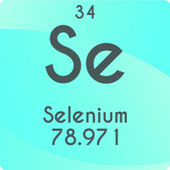 Fototapeta premium Se Selenium Non reactive metal Chemical Element vector illustration diagram, with atomic number and mass. Simple gradient flat design For education, lab, science class. 