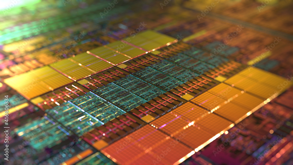 Poster central computer processors cpu. 3d rendering