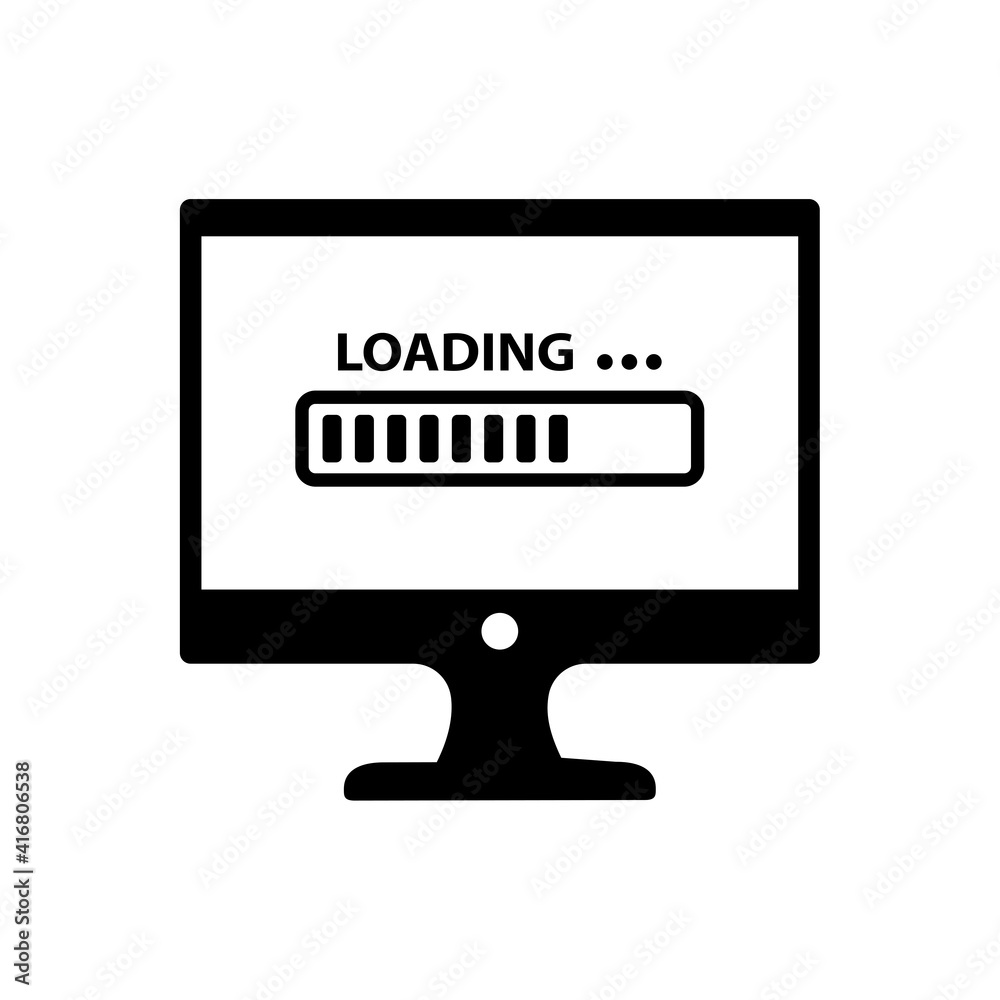 Poster monitor and loading bar conception, monitor icon, loading bar icon
