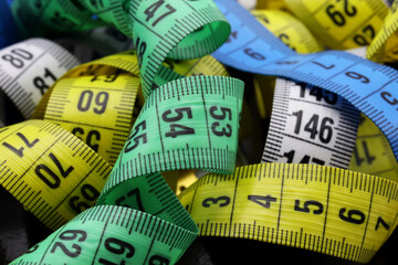 close-up colorful measuring tape on a  background