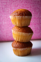 Delicious three cupcakes for breakfast