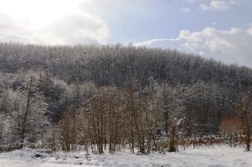 winter landscape of mountains and hills
