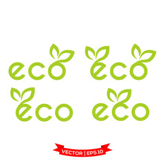 ECO icon vector logo template, leaf icon 