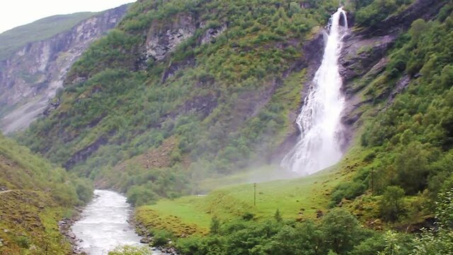 Beautiful Avdalsfossen waterfall Utladalen &Oslash;vre &Aring;rdal Norway. Most beautiful landscapes.