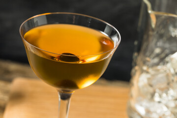 Cold Boozy Rye Whiskey Diamondback Cocktail