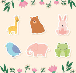 set of kids animal icons