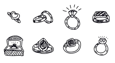 wedding and men rings simple drawing. doodle new