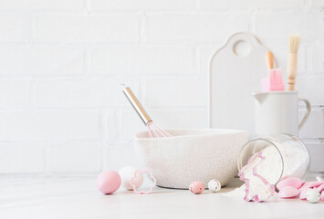 Fototapeta na wymiar Easter Baking background.Kitchen utensils