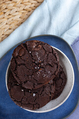 Double chocolate cookies with sea salt