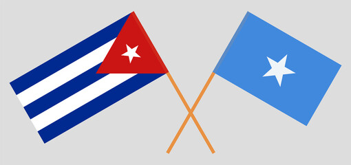 Crossed flags of Cuba and Somalia. Official colors. Correct proportion