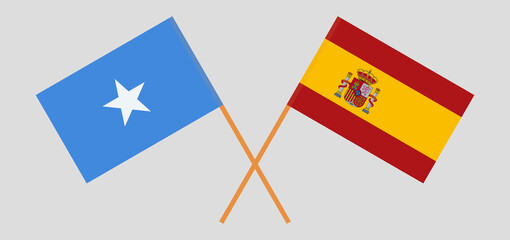 Crossed flags of Somalia and Spain. Official colors. Correct proportion