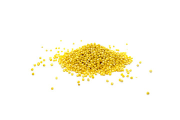 Yellow millet isolated on white background.