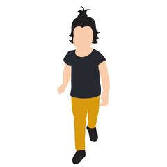 vector, isolated, girl, child walks in flat style, without face