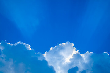 Sunbeams, clouds and blue sky, USA