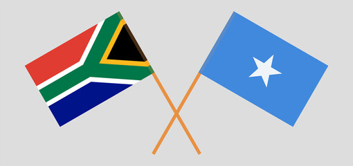 Crossed flags of Republic of South Africa and Somalia. Official colors. Correct proportion