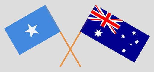 Crossed flags of Somalia and Australia. Official colors. Correct proportion