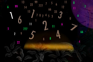 Numbers on cosmic background, numerology
