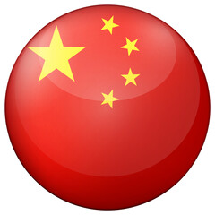 Glass light ball with flag of China. Round sphere, template icon. Chinese national symbol. Glossy realistic ball, 3D abstract vector illustration highlighted on a white background. Big bubble.