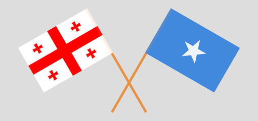 Crossed flags of Georgia and Somalia. Official colors. Correct proportion