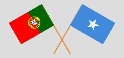 Crossed flags of Portugal and Somalia. Official colors. Correct proportion