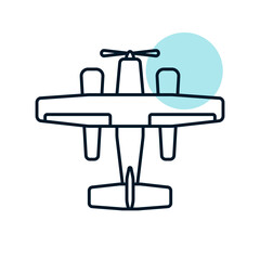 Small amphibian seaplane, plane flat vector icon