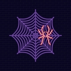 Neon spider and web