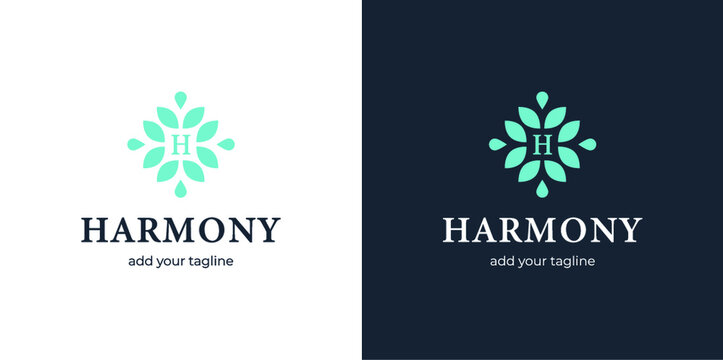 Harmony Vector Logo. Cosmetic, Beauty, Spa, Leaf, Ecology Icon. Balance and harmony concept