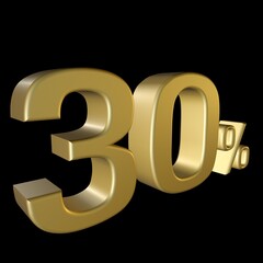 Golden perspective text 3D 10 to 100 percentage in black background