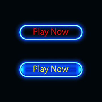 Play now button neon icon for website and UI material. vector illustration