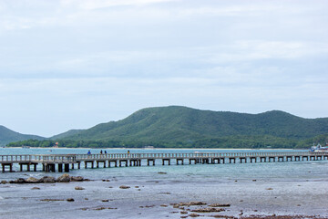 A bridge on the shore of the sea ,  Koh Samae San, Sattahip, Chonburi, Thailand