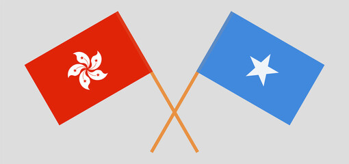 Crossed flags of Hong Kong and Somalia. Official colors. Correct proportion