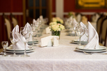 festive table setting in the restaurant. festive table decoration