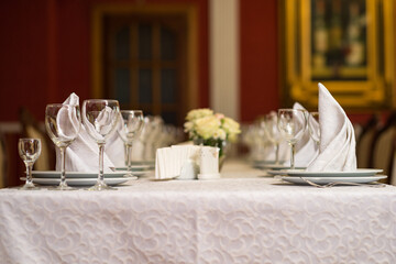 festive table setting in the restaurant. festive table decoration